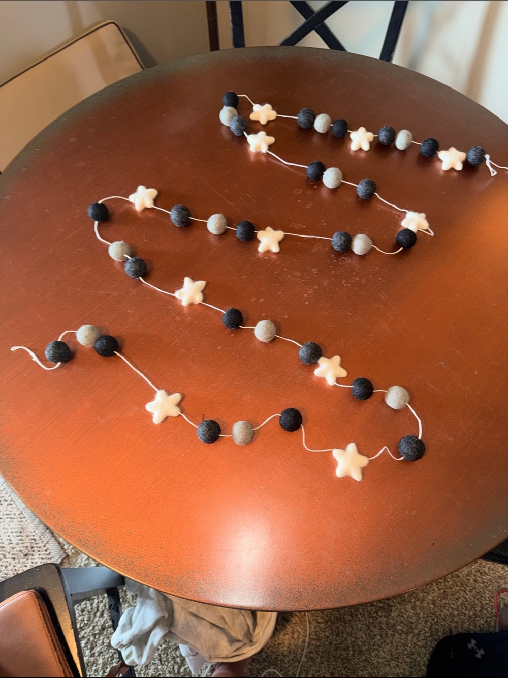 Felt Star and Ball Garland - Black, Gray & White - Kids Accessories